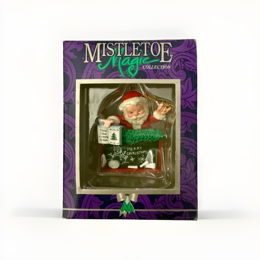 Santa Claus Chalkboard Book Teacher Collectible Ornament Trevco Vintage